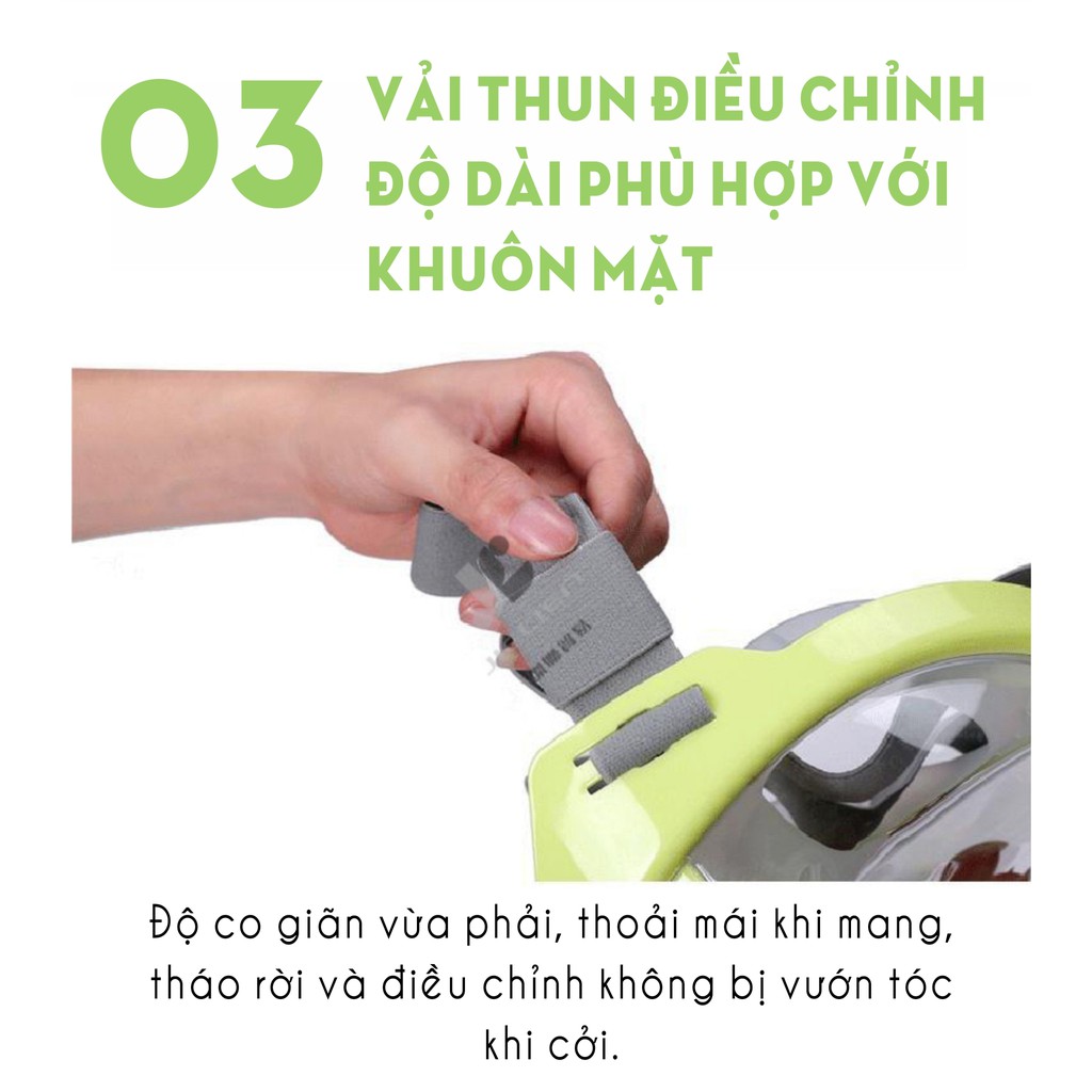 Mặt nạ lặn, mặt nạ bơi lội FullFace dành cho người lớn và trẻ em TheNice thiết kế kính lặn liền ống thở thông minh - Cam