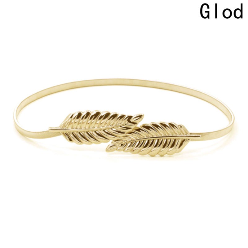 Set 2 Thắt Lưng Hình Lá Kim Loại Mạ Vàng / Bạc Cho Nữ