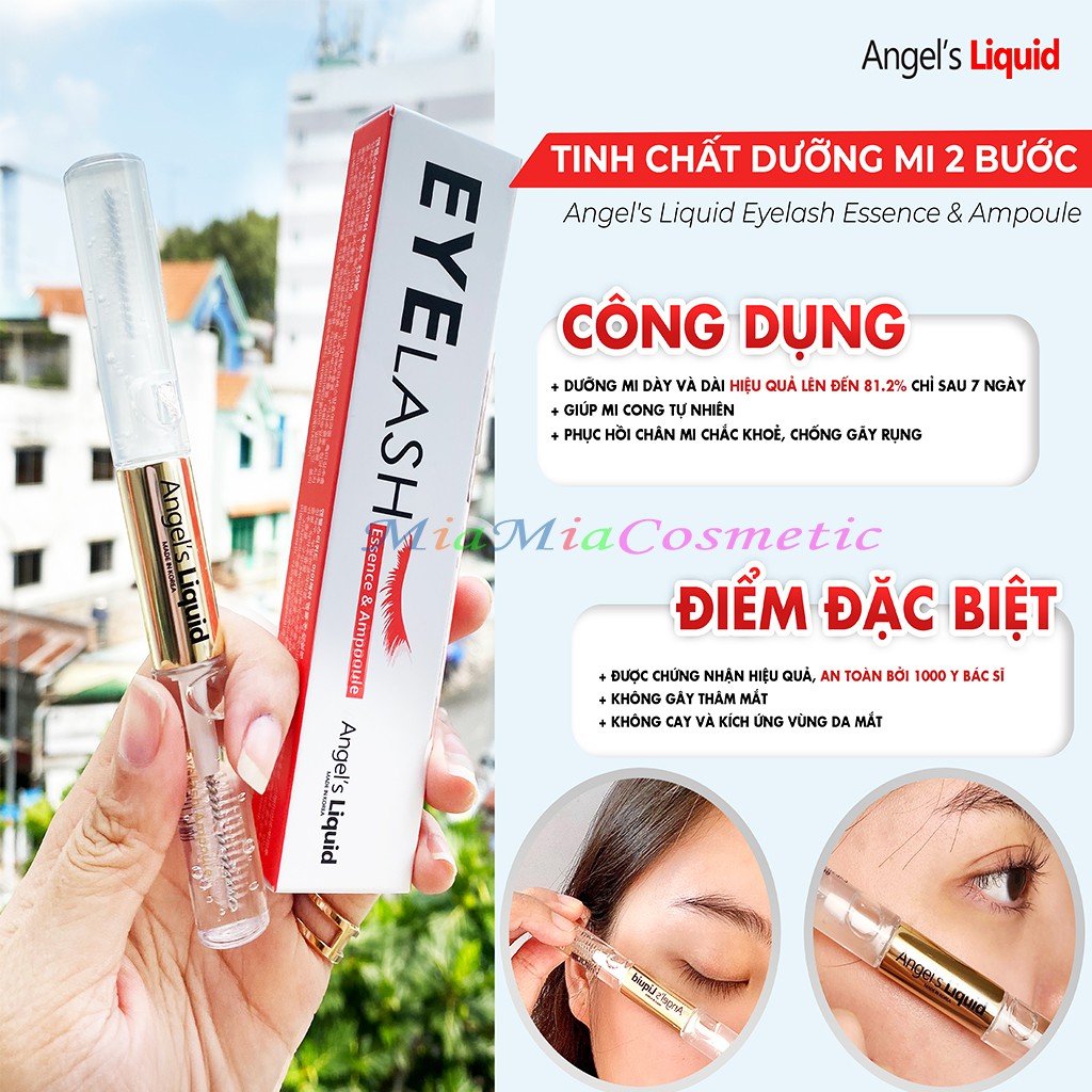 Dưỡng Mi Angel Liquid Tinh Chất Dưỡng Mi Dày Và Dài 2 Bước Angel's Liquid Eyelash Essence 5ml & Ampoule 5ml 2 Đầu Dưỡng