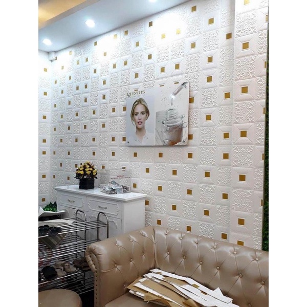 Xốp dán tường giả da hoa văn siêu sang tấm to kích thước 70 x 70 cm