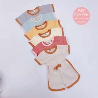 Bộ cộc tay Peekaboo gân tăm lạnh kiểu dáng thể thao Hàn Quốc