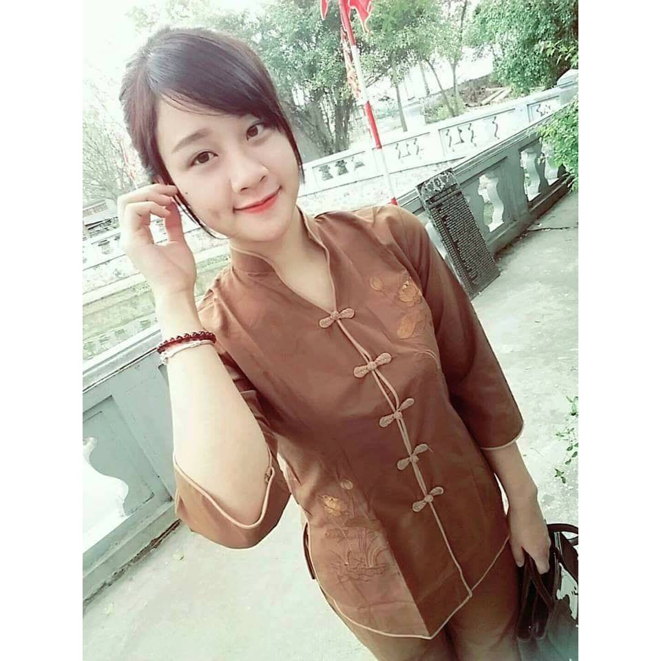 Bộ phật tử màu xanh size M - màu nâu size L