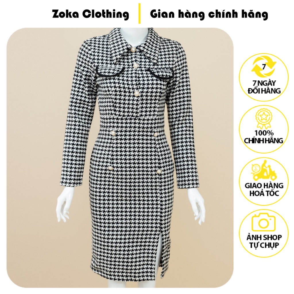 Váy Dạ Túi ZK1-10 Chất Liệu Tweed Cao Cấp, Dày Dặn Đứng Form Váy Phong Cách Thang Lịch, Nhã Nhặn