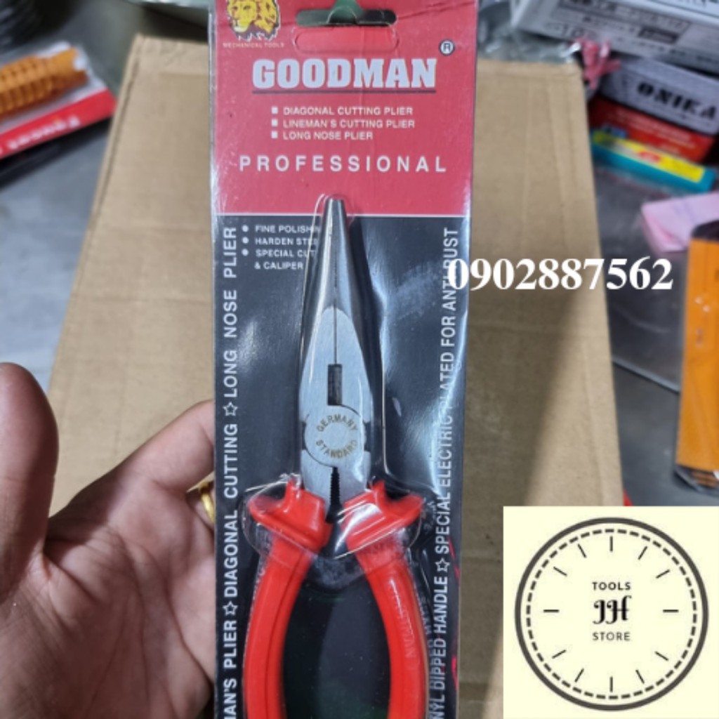 kìm nhọn 7 inch goodman cán đỏ 180mm