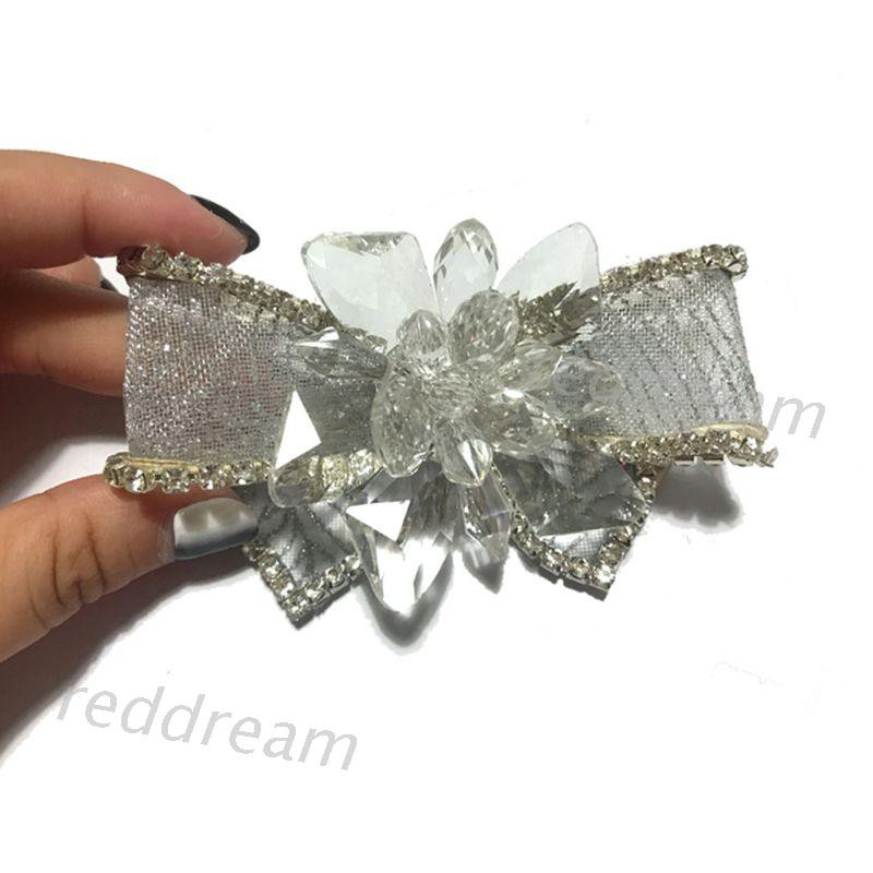 Phụ kiện móc giày cao gót nữ hình nơ đính đá rhinestone phù hợp cho đầm cưới DIY