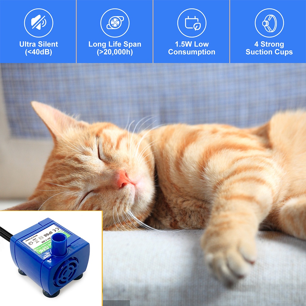 Máy bơm nước uống thú cưng DIYMORE dạng chìm DC 5V USB 1.5W hoạt động yên tĩnh