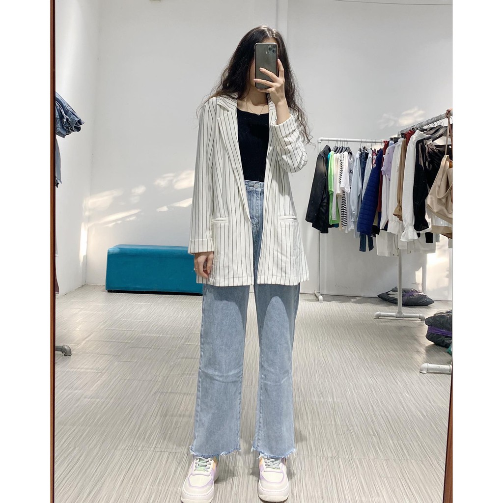 (FREESHIP) Áo blazer kẻ sọc hàng xuất Ulzzang