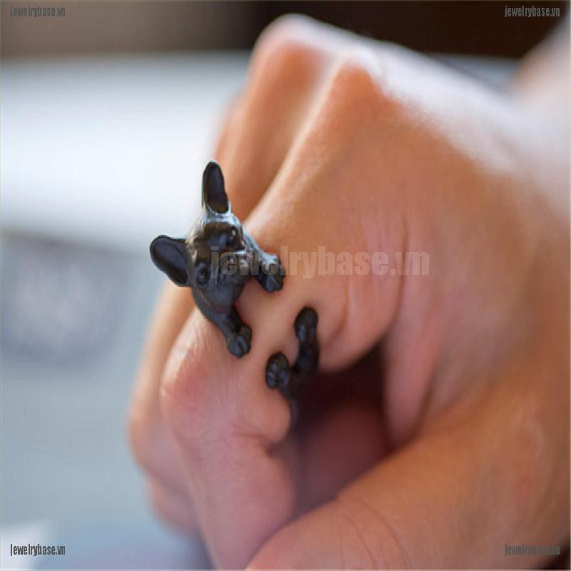 [Base] Vintage French Bulldog Animal Wrap Rings Gift for Women and Men Fashion Jewelry [VN]