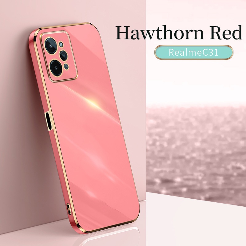 Ốp Điện Thoại TPU Silicon Mềm Chống Sốc Viền Vuông Mạ Vàng Sang Trọng Cho Realme C31 C35 C21Y C25Y C21 C20 C11 2021 C15