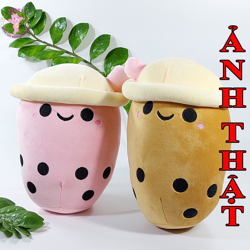 Gấu Bông Hình Ly Trà Sữa Size 35Cm Chất Liệu Vải Nhung Co Dãn 4 Chiều Cao Cấp Xuất Siêu Thị