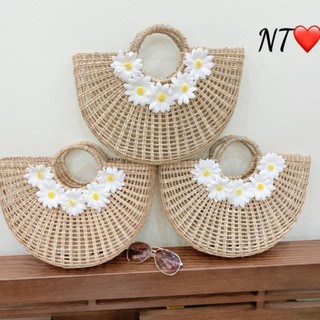 túi cói vầng trăng cúc họa mi siêu xinh