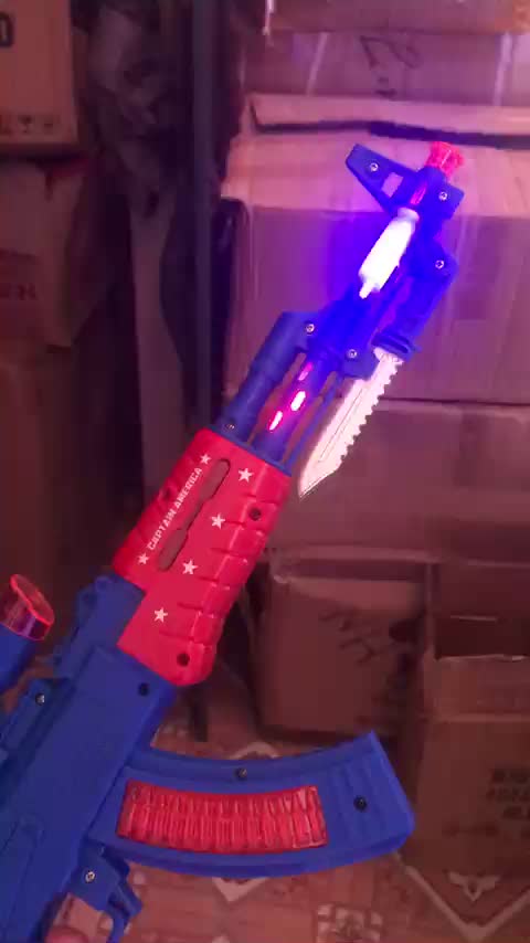 Súng pin trẻ em điện tử AK 47 xanh phát đèn nhạc cho bé trai đồ chơi trẻ em GHIỀN TOYS