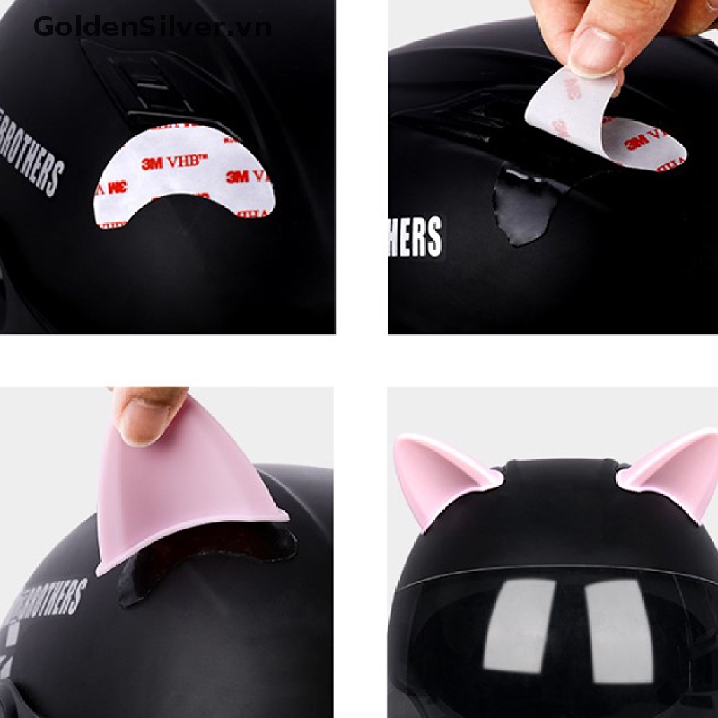Set 2 Miếng Dán Trang Trí Mũ Bảo Hiểm Hình Tai Mèo Dễ Thương