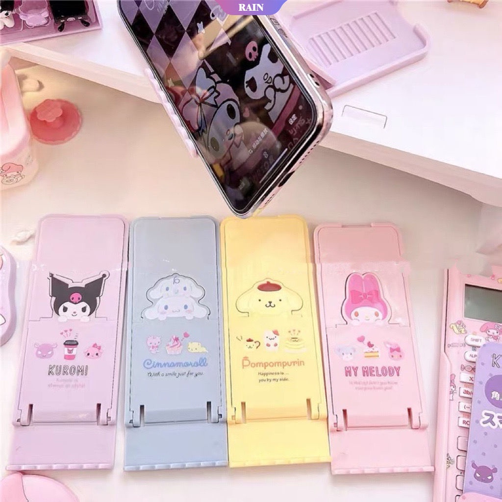 SANRIO Giá Đỡ Điện Thoại Di Động Họa Tiết Kuromi Dễ Thương Có Thể Gấp Gọn Và Điều Chỉnh Chiều Cao