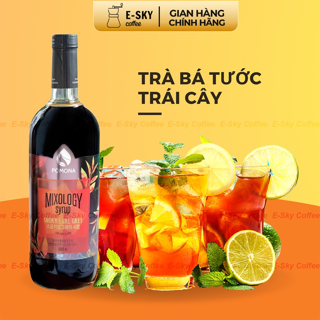 Siro Trà Bá Tước Khói Pomona Smoky Earl Grey Syrup Nguyên Liệu Pha Chế Hàn Quốc Chai Thủy Tinh 1 Lít