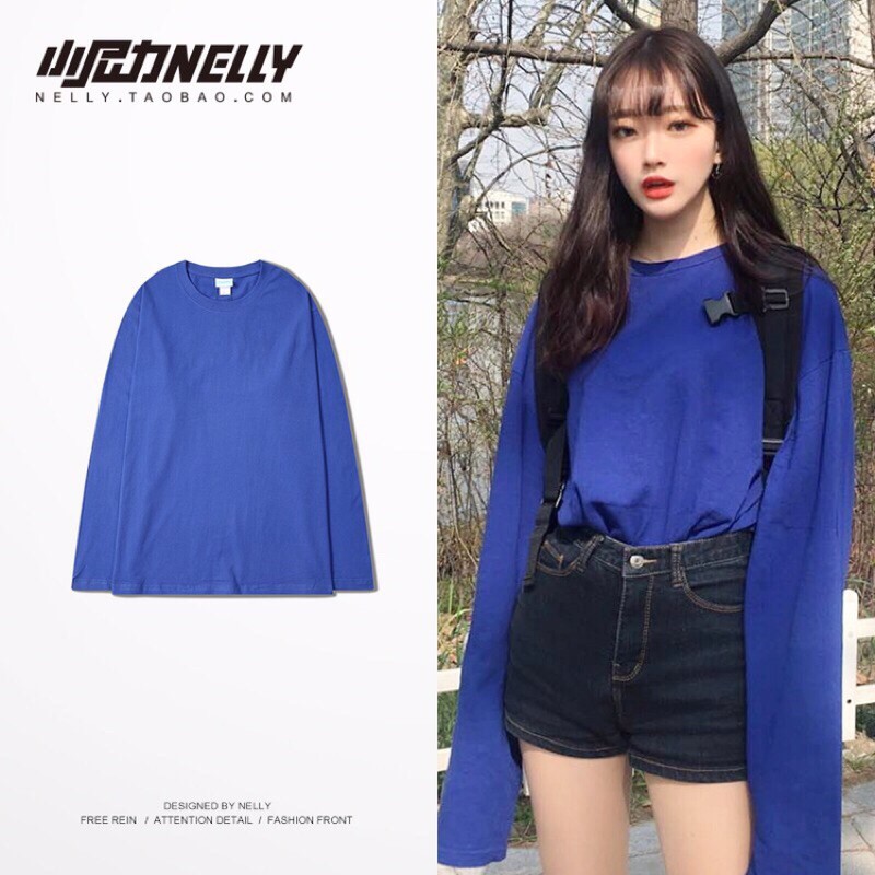 Áo thun trơn dài tay cotton nam nữ Nelly Heybig mã ATNL50