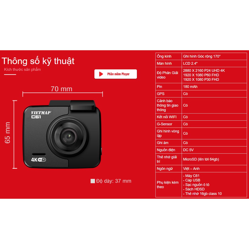 Camera Hành Trình Vietmap C61 - Kèm Thẻ Nhớ 64gb | BigBuy360 - bigbuy360.vn