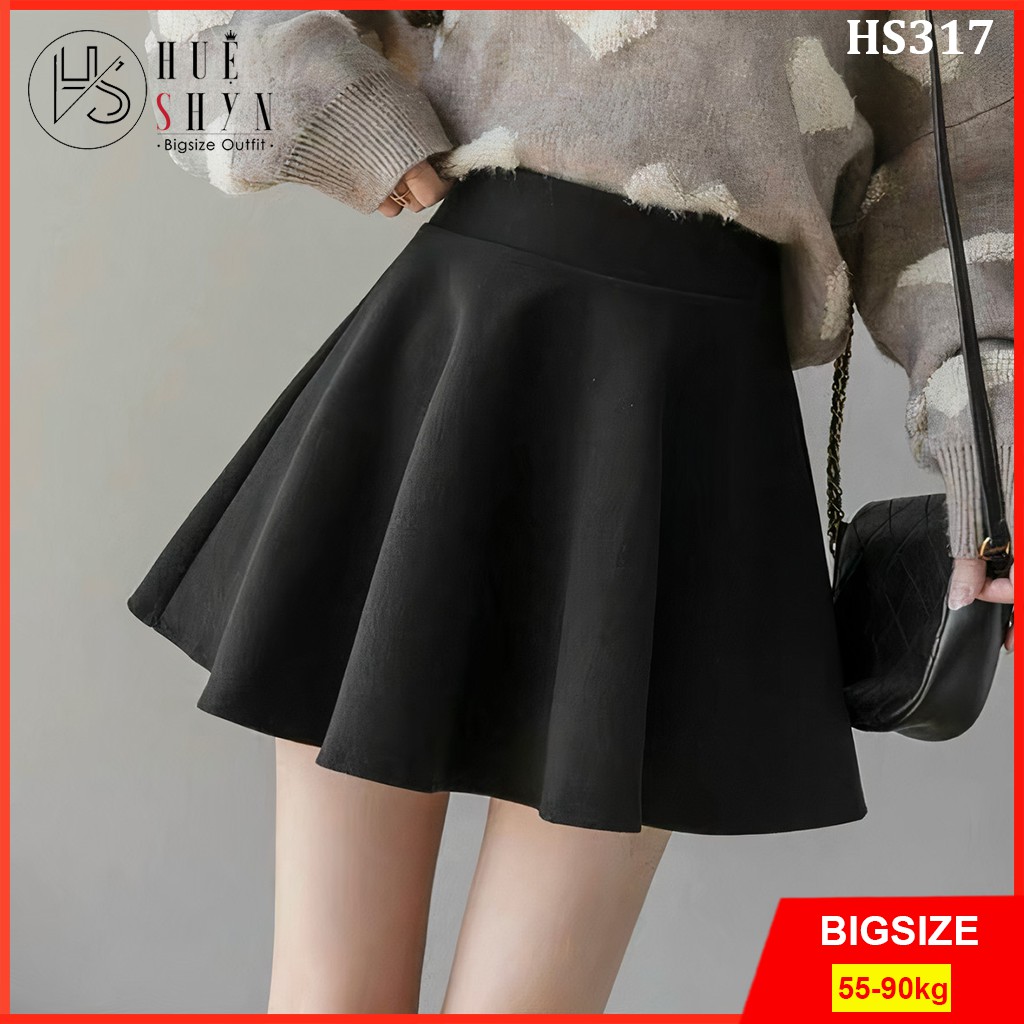 Váy bigsize nữ ngắn dáng xòe khóa kéo + có quần trong HS317 - Chân váy ngắn bigsize dáng xòe - Size từ 55-90kg L XL XXL