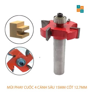 Mũi soi gỗ - mũi cuốc gỗ 4 cánh rộng 3mm sâu 15 mm - mũi phay rãnh đầu bi