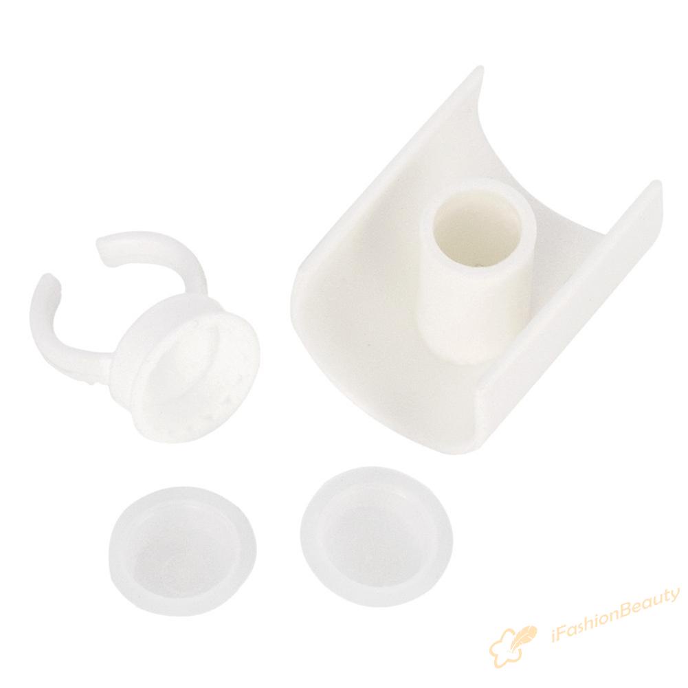 【New】4pcs Disposable Glue Eyelash Ring Pallet Extension Tattoo Tray Holder Set