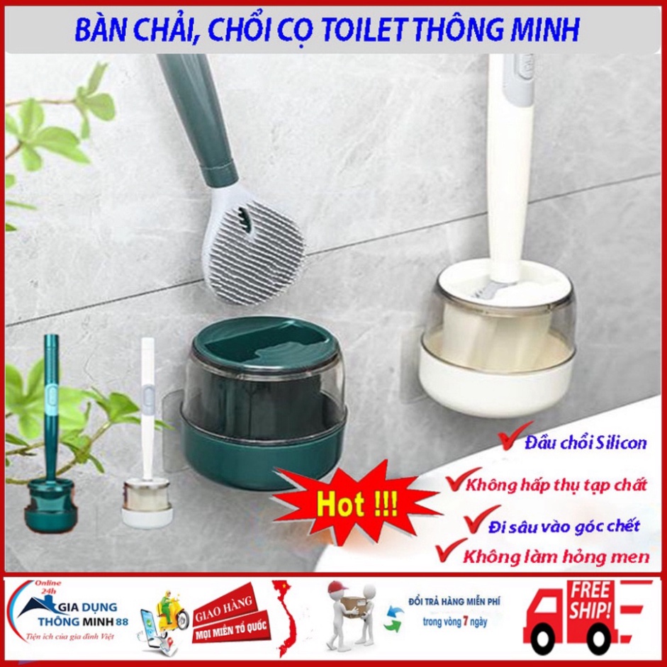 Chổi cọ toilet silicon thông minh có bình chứa xà phòng tiện dụng -Bàn chải chà rửa vệ sinh mọi ngóc ngách bồn cầu