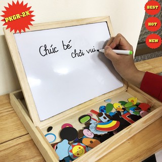 Bảng Ghép Hình 2 Mặt Bằng Gỗ Gắn Nam Châm Cho Bé Tư Duy Sáng Tạo