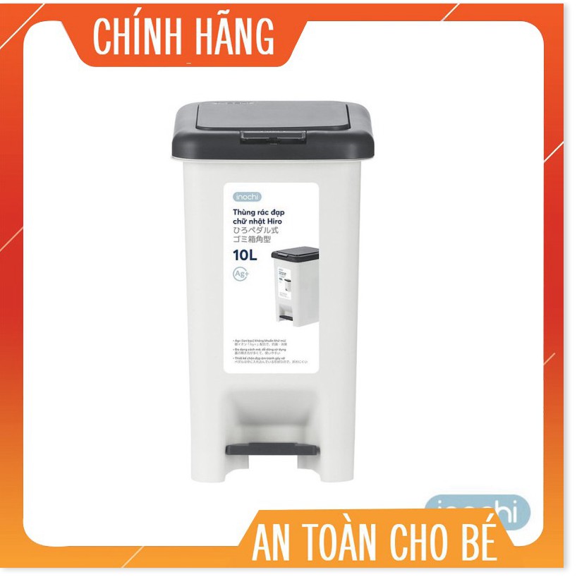 Thùng rác đạp chữ nhật Inochi 10L (tiêu chuẩn Nhật Bản)