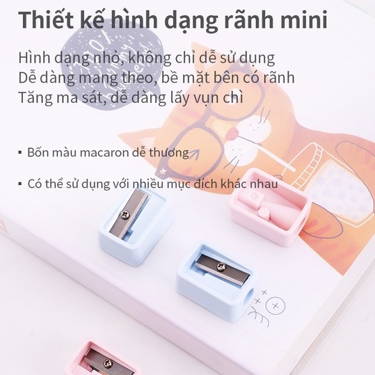 Gọt bút chì mini Deli - Hồng, Cam, Xanh dương, Xanh lá - 4 cái màu ngẫu nhiên - E0594