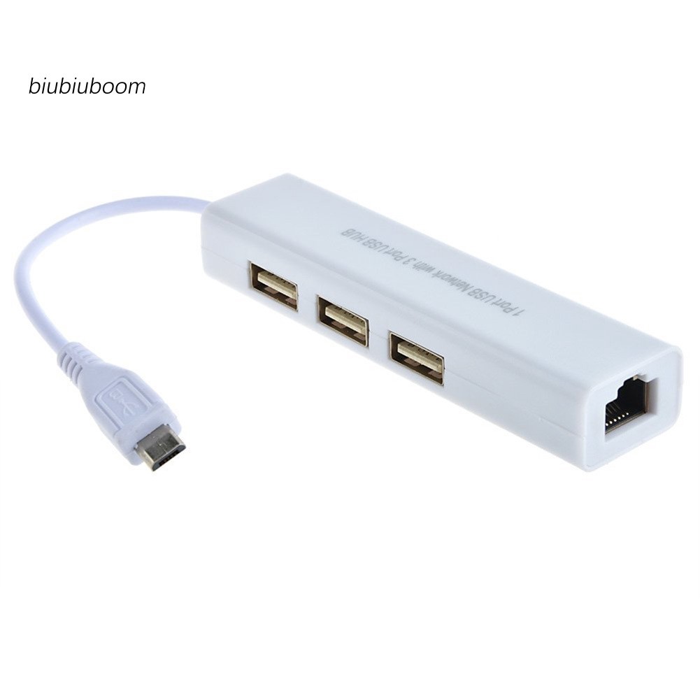 BM♠3 Port Micro USB 2.0 HUB to RJ45 Network Ethernet Adapter for Android Tablets