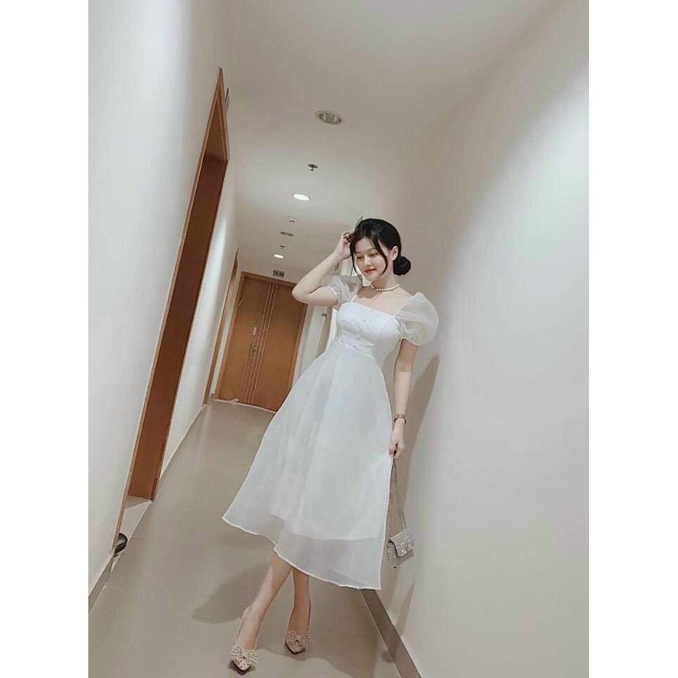 Đầm Nữ Dạ Tiệc Voan Tơ Kèm Lót Trong Thời Trang Nữ Sam Closet Free Size 40-55kg