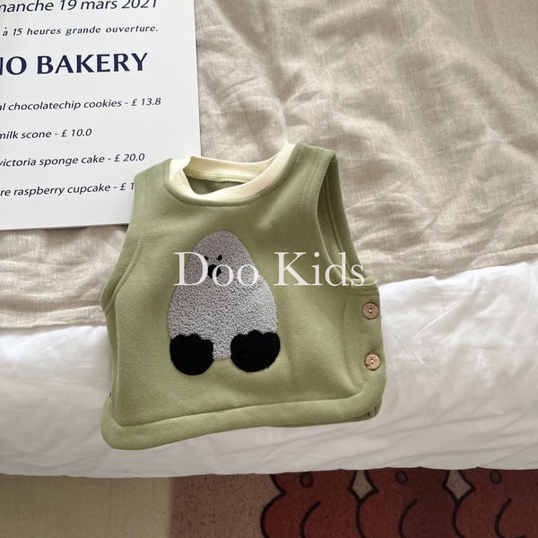 Áo Khoác Lông Cừu Không Tay In Hình Động Vật Dễ Thương Phong Cách Hàn Quốc Thời Trang Thu Đông Cho Bé