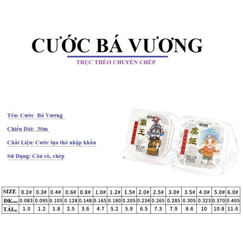 Trục thẻo câu cá. dây câu đơn, đài chuyên chép, dây cước Bá Vương