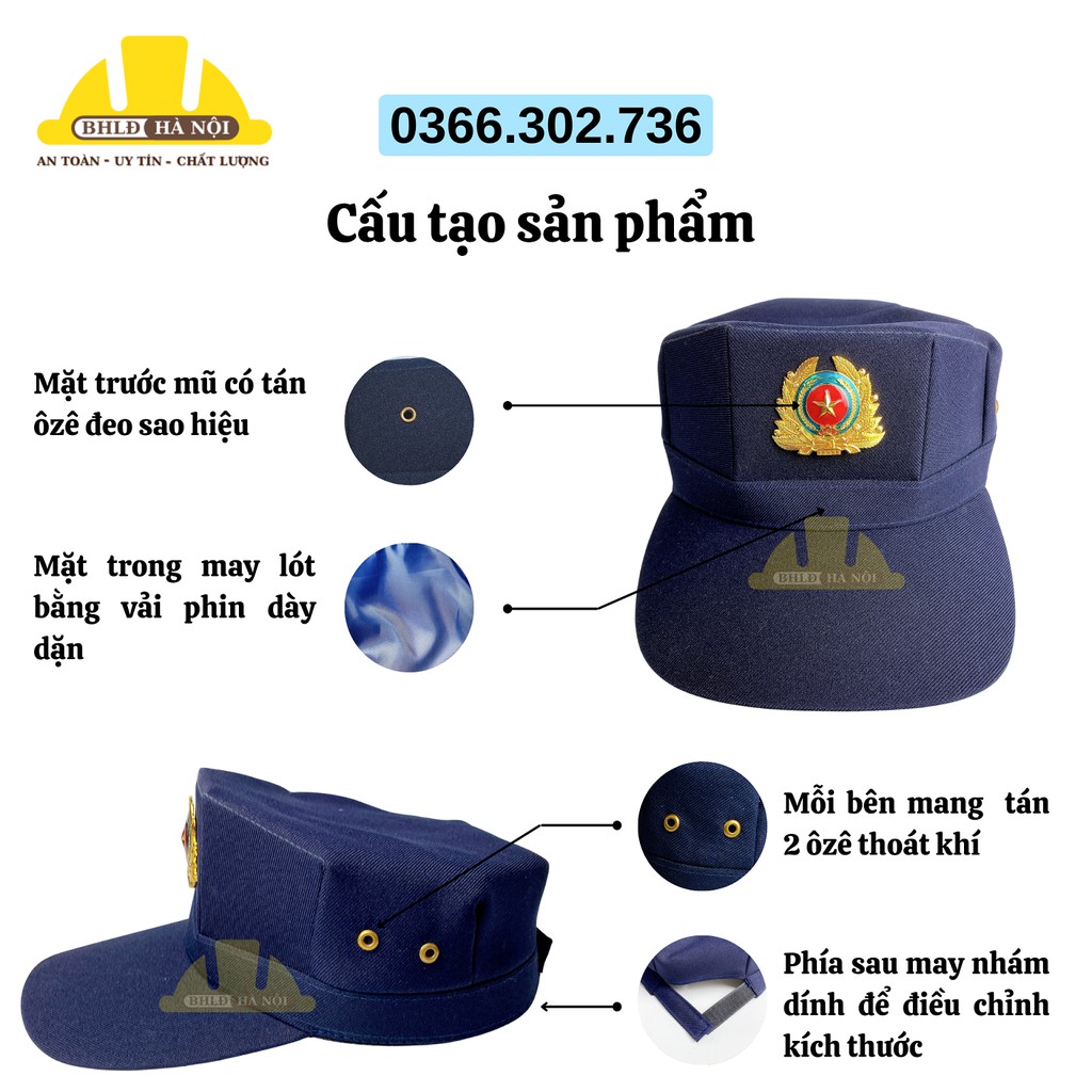 Mũ/nón bảo vệ 3 cạnh + sao đồng