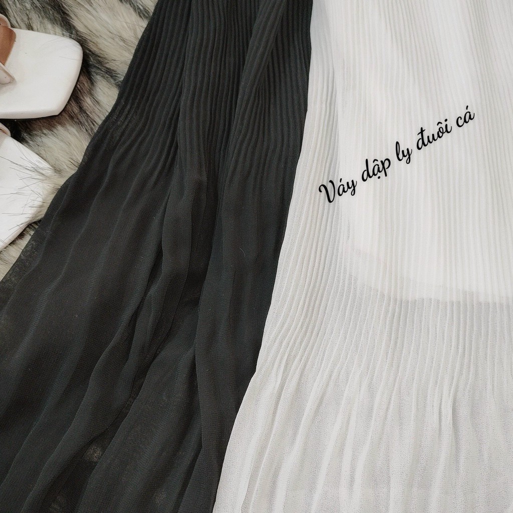 [Mã FASHIONT4WA2 giảm 10K đơn 50K] Chân váy midi dập ly dáng dài 2 lớp - vải voan | BigBuy360 - bigbuy360.vn