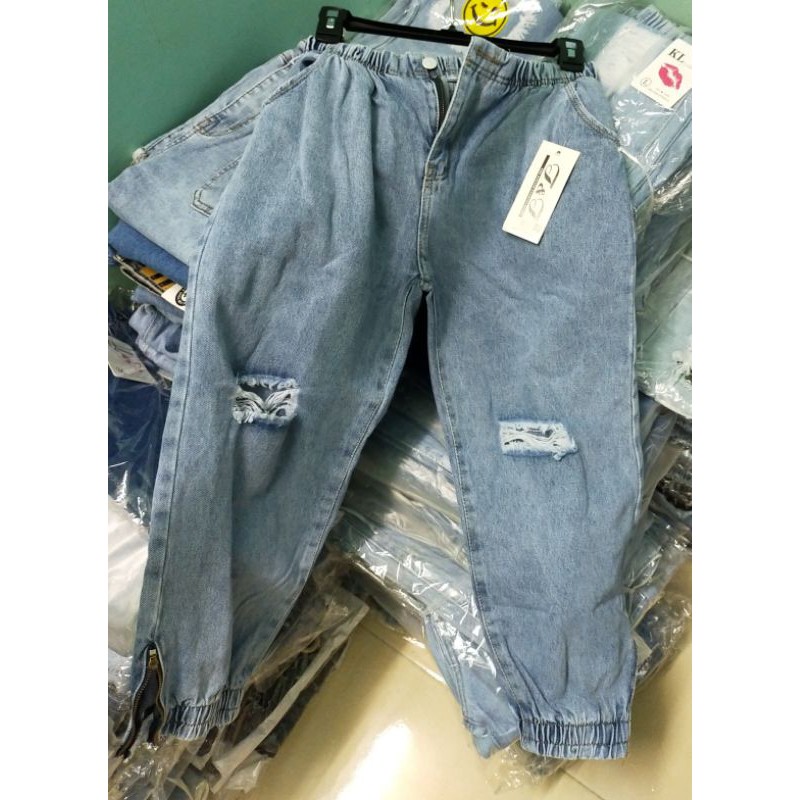 Quần jeans baggy lưng thun lưng cao( hình chụp)