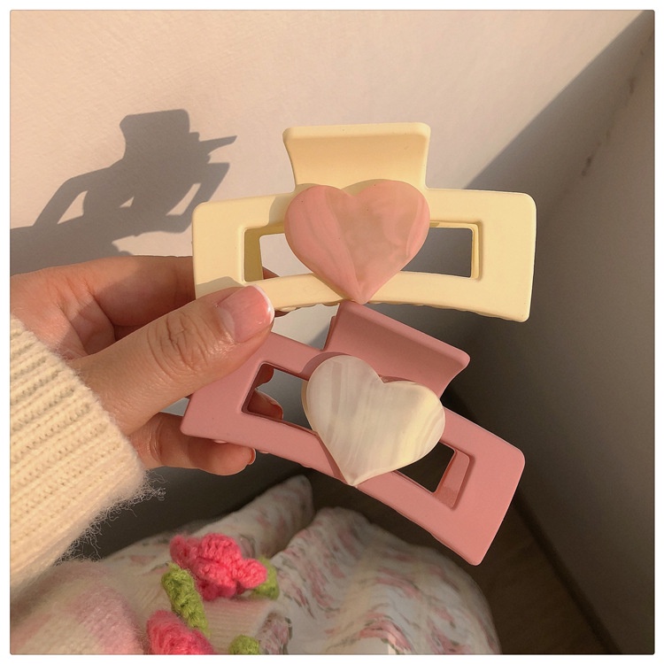 Kẹp Tóc Acrylic Hình Cá Mập Trái Tim Màu Hồng Thời Trang Hàn Quốc