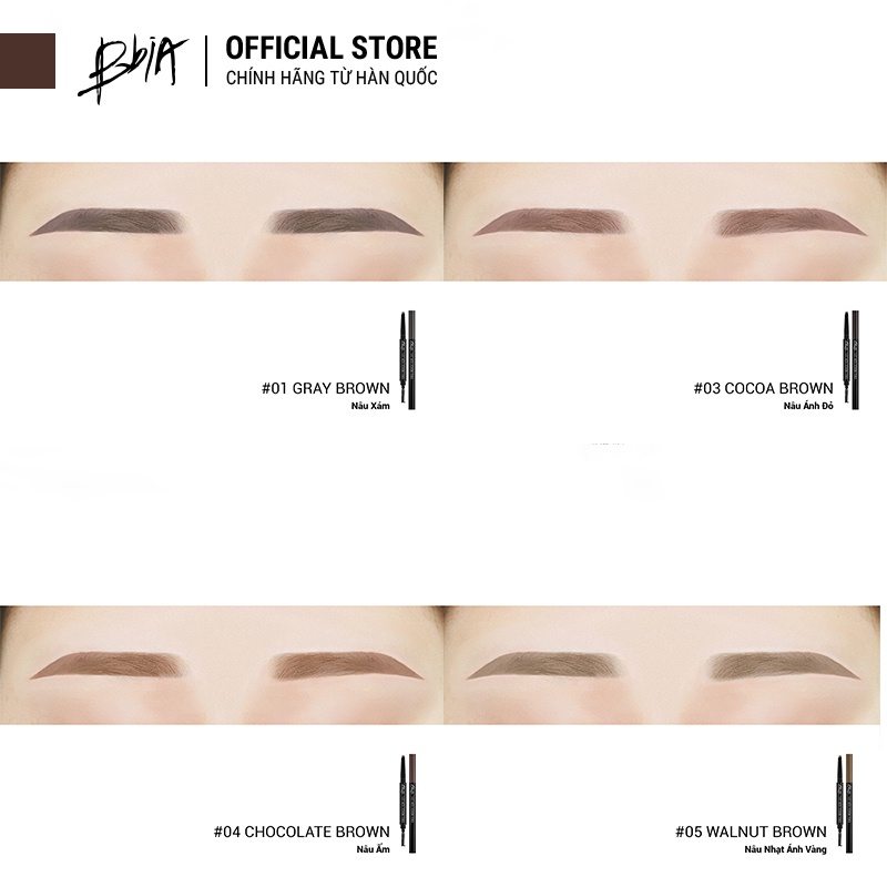 Chì Kẻ Chân Mày Bbia Last Auto Eyebrow Pencil (5 màu) 0.18g - Bbia Official Store