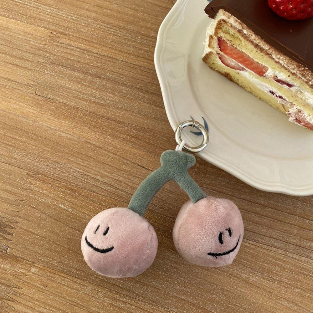 Móc Chìa Khóa Hình Trái Cherry Nhồi Bông Biểu Tượng Cảm Xúc Độc Đáo Giá Đỡ