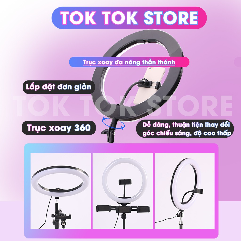 Đèn Livestream quay Tiktok, trợ sáng chụp hình. Hỗ trợ Makeup, Thâm mỹ, Trẻ hóa da bảo vệ mắt.