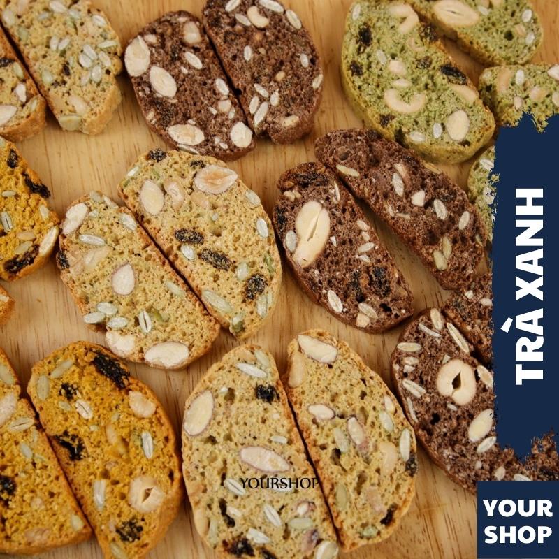 BISCOTTI Nguyên Cám VỊ Matcha Trà Xanh by Yourshop Bánh Ngũ Cốc Nướng Ăn Kiêng