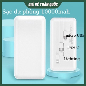 Sạc Dự Phòng 10000mah Có Led Tích Hợp 3 Cổng Sạc Lighting, Micro USB, TypeC &amp;1 Cổng USB JC-S8- Tiện Ích