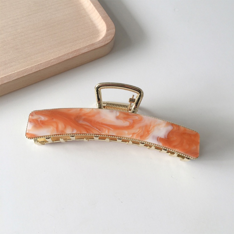 Kẹp Tóc Càng Cua Lớn Tráng Men Acetate Bằng Kim Loại Họa Tiết Đá Cẩm Thạch Cổ Điển Hàn Quốc Chống Trượt Cho Nữ