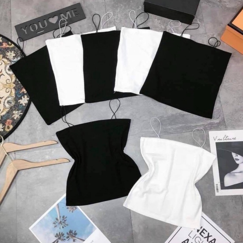 Áo hai dây , áo hai dây bản nhỏ sợi bún thun gân co giãn 4 chiều , áo hai dây dáng croptop DUMI