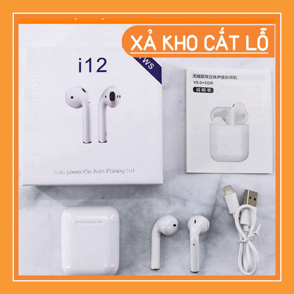 TAI NGHE Bluetooth i12 5.0 Cảm Ứng Cực Nhạy Tăng Chỉnh Âm Lượng Lỗi 1 Đổi 1