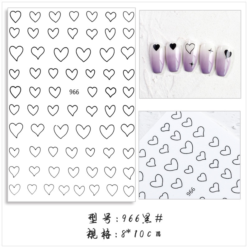 Nhãn Dán Trang Trí Móng Tay Hình Trái Tim Dễ Thương