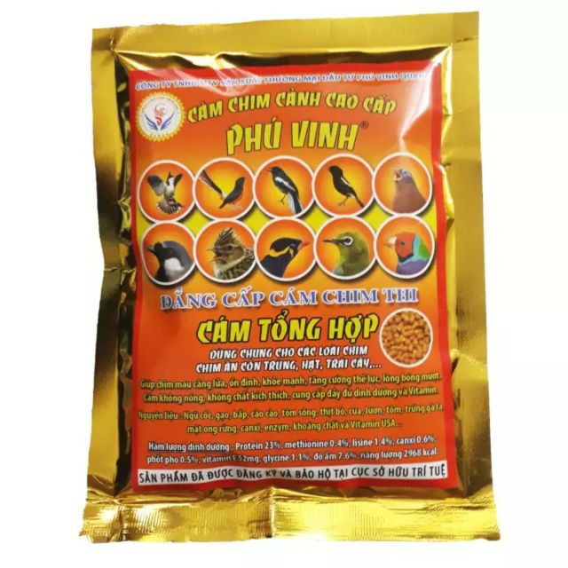 Combo 5 Gói Phú Vinh Cám Tổng Hợp 200g - Thức Ăn Chim Cao Cấp - Có Thể Dùng Để Trộn Cám