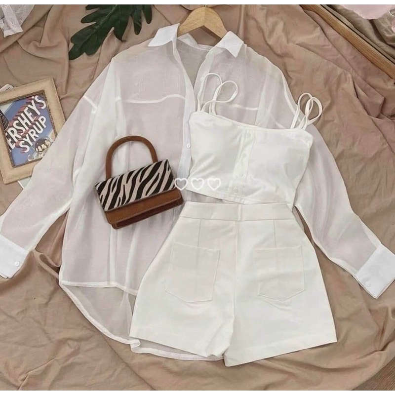 SET ÁO SƠ MI - QUẦN SHORT - ÁO 2 DÂY