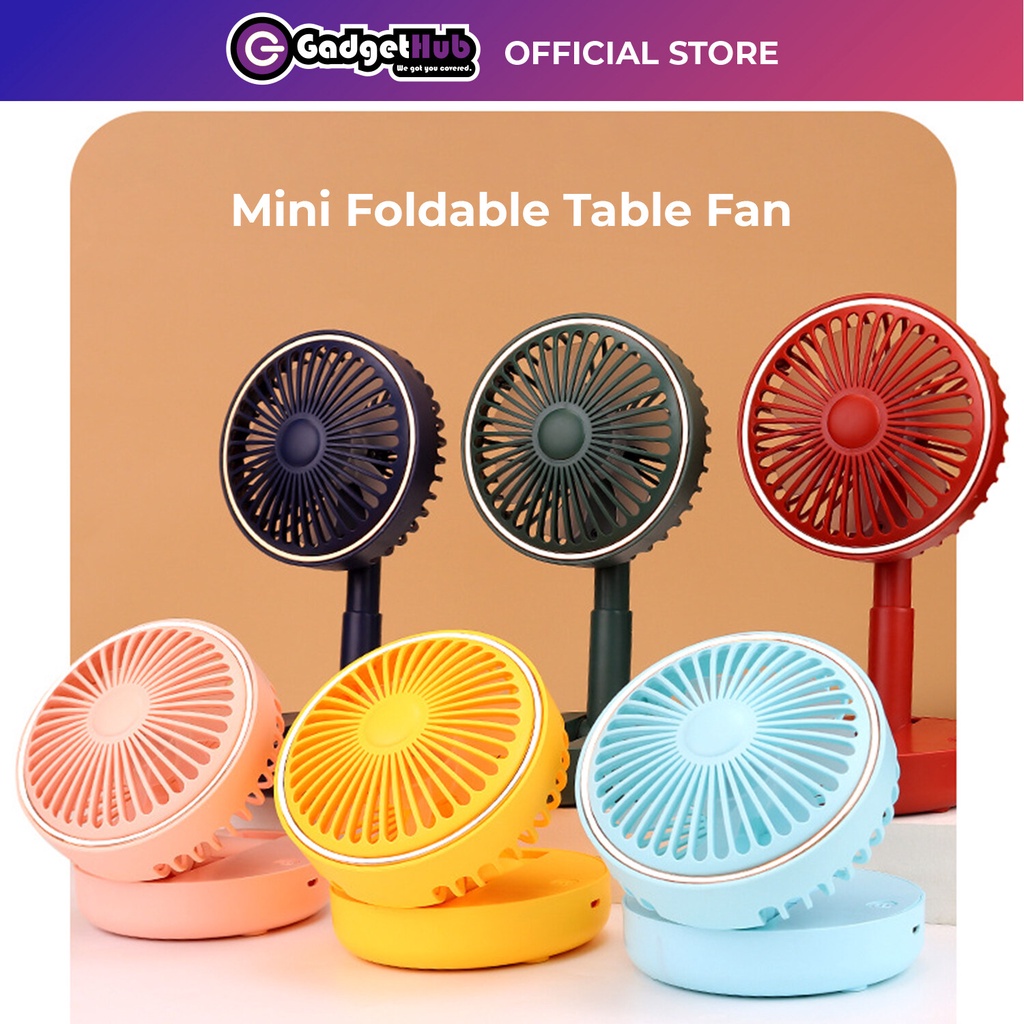 Quạt mini cầm tay sạc pin gấp gọn để bàn có 3 tốc độ gió làm mát