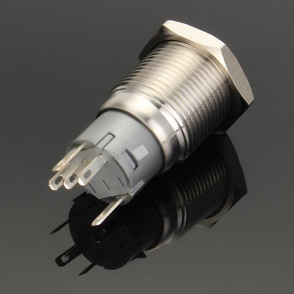 12V 16mm Latching Angel Eye LED Push Button Switch Flat Head Metal illuminated