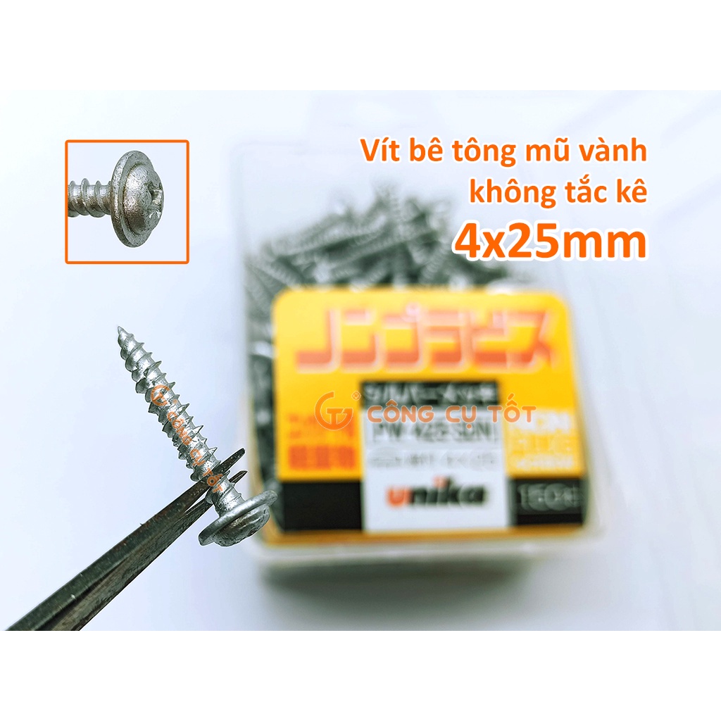 10 vít bê tông không tắc kê Unika Nhật mũ vành